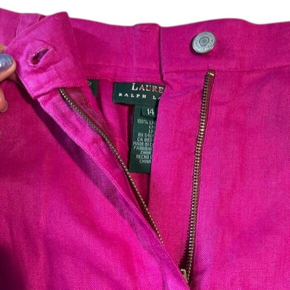 Lauren Ralph Lauren Womens Short Skirt Bright Pink Linen A-Line 5 Pockets 14 EUC - Picture 3 of 10